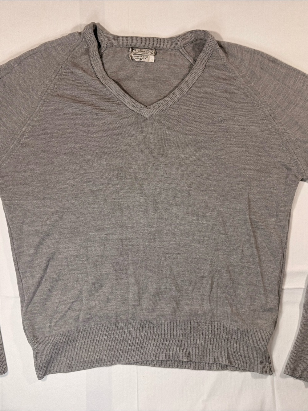 Dior Men's Gray V-Neck Knit Sweater